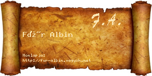 Für Albin névjegykártya